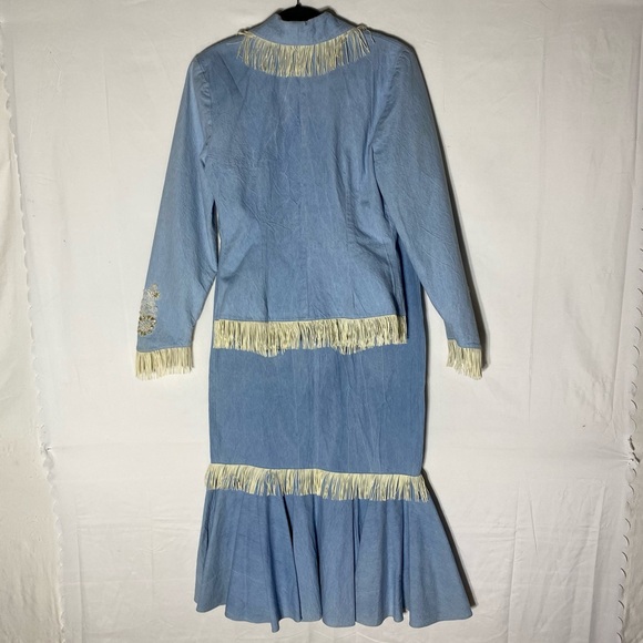 Vintage Lilia Smitty Blue Western Jacket and Skirt Set With Fringe M - Picture 2 of 16